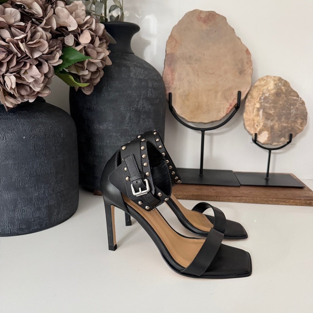 AllSaints Alma Stud Ankle Strap Heels 39